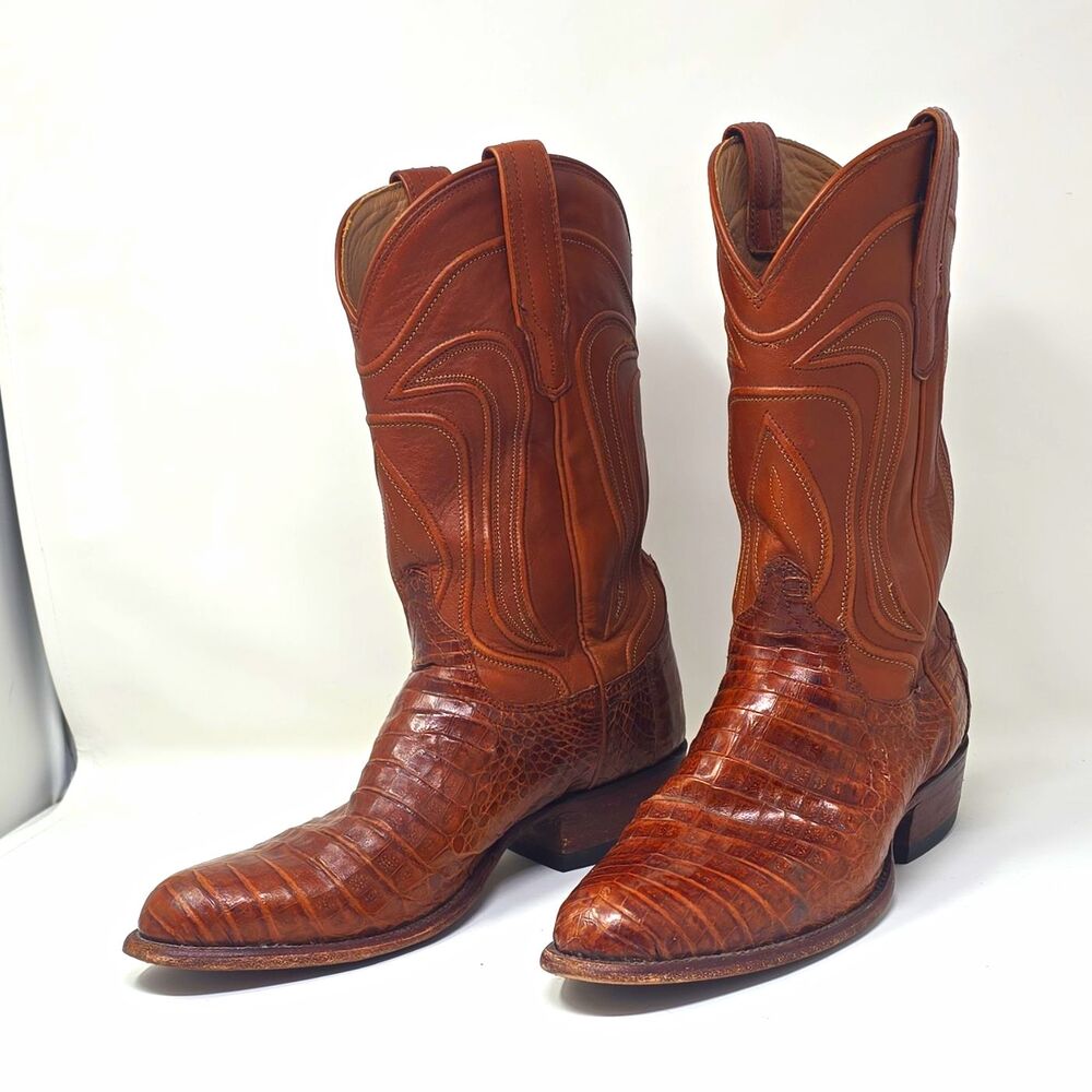Tecovas The Dillon Brown Caiman Belly Exotic Cowboy Western Boots Men's Size 9D